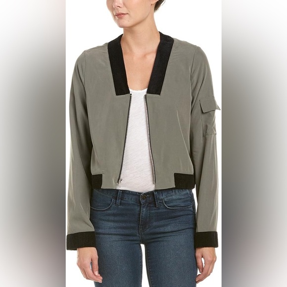 BCBGeneration Olive Green Cropped Bomber Jacket - Picture 5 of 6